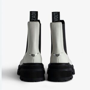 Zadig & Voltaire Ride  Chelsea Boots with Lug Soles Ecru  sz 38